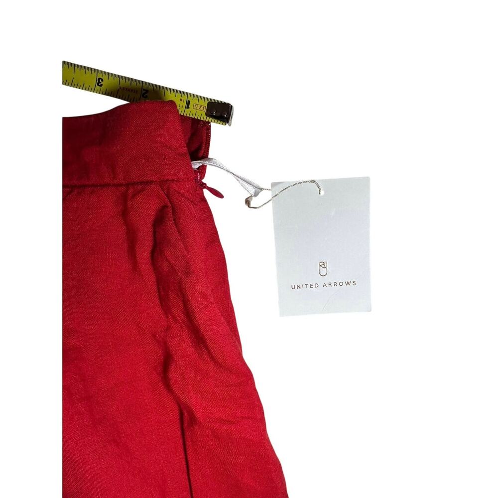 UNITED ARROWS Linen Long Maxi A-Line Red Pleated Skirt Women’s Size Small 36 NWT - Picture 7 of 11